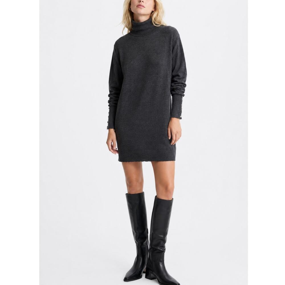 Zara Turtleneck Long Sleeve Sweater Dress Gray Size M